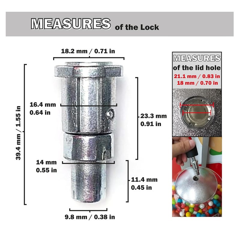 ACKSTAR Store Gumball Machine Lock and Key - Locks & Keys for Gumballs Machines are The Classic Bubble Gum & Candy Machine Lock & Key. Gumball Machine Lock Replacement Top Lid Lock & Key 1/4" Thread (2pc - Key Y1) - Image 1
